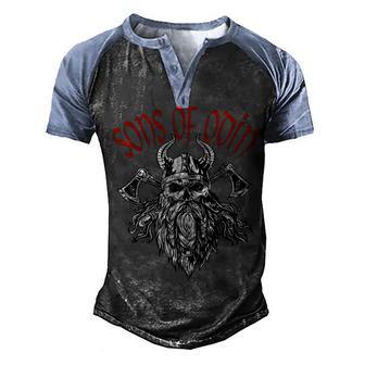 Sons Of OdinWarriorVikWarriorVikingsvalhalla Men's Henley Shirt Raglan Sleeve 3D Print T-shirt - Thegiftio UK