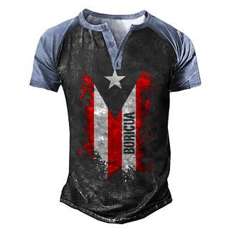 Splattered Boricua Puerto Rican Puerto Rico Flag Retro Men's Henley Shirt Raglan Sleeve 3D Print T-shirt - Thegiftio UK