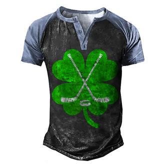 St Patricks Day Irish Hockey Shamrock Costume Boys Men Men's Henley Shirt Raglan Sleeve 3D Print T-shirt - Thegiftio UK
