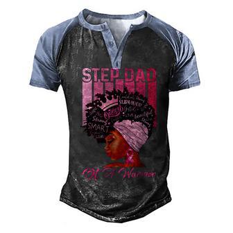 Step Dad Of A Warrior Afro Black Woman Breast Cancer Men's Henley Shirt Raglan Sleeve 3D Print T-shirt - Thegiftio UK