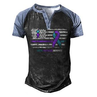Suicide Prevention American Flag Suicide Awareness Men's Henley Shirt Raglan Sleeve 3D Print T-shirt - Thegiftio UK