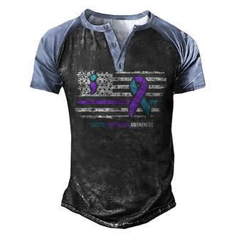 Suicide Prevention American Flag Suicide Awareness V2 Men's Henley Shirt Raglan Sleeve 3D Print T-shirt - Thegiftio UK