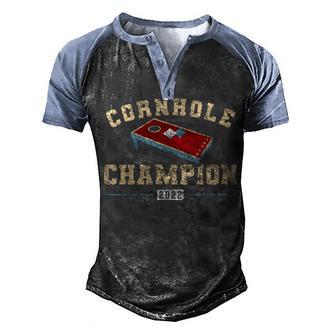 Summer Yard Games Tournament 2022 Bags Cornhole Champion Men's Henley Shirt Raglan Sleeve 3D Print T-shirt - Thegiftio UK