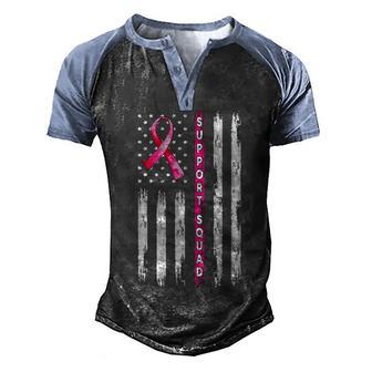 Support Squad American Flag Ribbon Breast Cancer Awareness Men's Henley Shirt Raglan Sleeve 3D Print T-shirt - Thegiftio UK