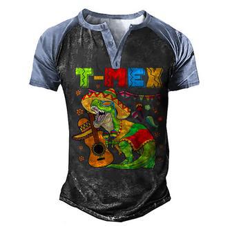 T Rex Cinco De Mayo Mexican Dinosaur Guitar Sombrero Fiesta Men's Henley Shirt Raglan Sleeve 3D Print T-shirt - Thegiftio UK