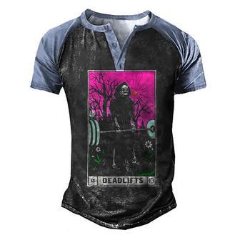 Tarot Card Funny Gym Deadlifts Workout Occult Reading Reader Men's Henley Shirt Raglan Sleeve 3D Print T-shirt - Thegiftio UK