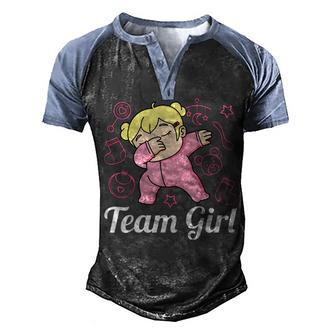 Team Girl Gender Reveal Party Team Pink Baby Announcement V11 Men's Henley Shirt Raglan Sleeve 3D Print T-shirt - Thegiftio UK
