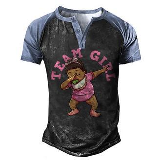 Team Girl Gender Reveal Party Team Pink Baby Announcement V12 Men's Henley Shirt Raglan Sleeve 3D Print T-shirt - Thegiftio UK