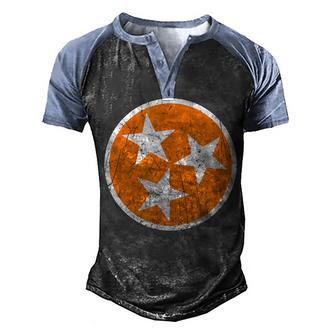 Tennessee Flag State Vintage Style Men's Henley Shirt Raglan Sleeve 3D Print T-shirt - Thegiftio UK
