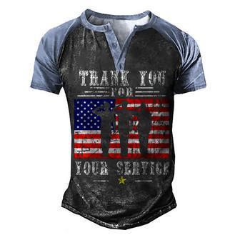 Thank You For Your Services Patriotic - Veterans Day For Men Men's Henley Shirt Raglan Sleeve 3D Print T-shirt - Thegiftio UK