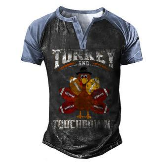 Thanksgiving Turkey And Touchdowns Football Boys Men Kids Men's Henley Shirt Raglan Sleeve 3D Print T-shirt - Thegiftio UK