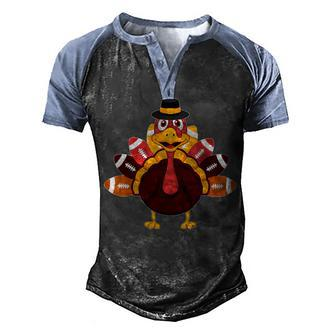 Thanksgiving Turkey Football Ball Sports Lover Men Boys Kids Men's Henley Shirt Raglan Sleeve 3D Print T-shirt - Thegiftio UK