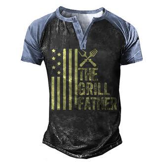 The Grill Father Funny Fathers Day Bbq Grill American Flag Men's Henley Shirt Raglan Sleeve 3D Print T-shirt - Thegiftio UK