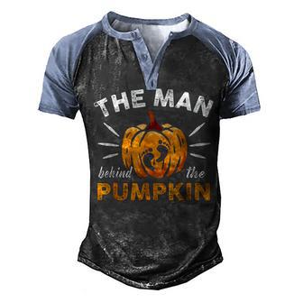 The Man Behind The Pumpkin Dad Soon Halloween Pregnancy Cute Men's Henley Shirt Raglan Sleeve 3D Print T-shirt - Thegiftio UK