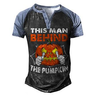 The Man Behind The Pumpkin New Dad Halloween Pregnancy Men's Henley Shirt Raglan Sleeve 3D Print T-shirt - Thegiftio UK