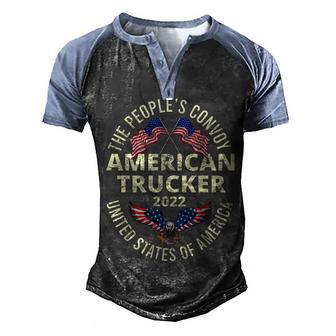 The Peoples Convoy 2022 America Truckers Freedom Convoy Usa Men's Henley Shirt Raglan Sleeve 3D Print T-shirt - Thegiftio UK