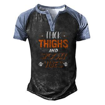 Thick Thights And Spooky Vibes Halloween Night Party Men's Henley Shirt Raglan Sleeve 3D Print T-shirt - Seseable