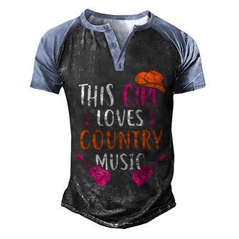 This Girl Loves Country Music Western Hat Musician Guitar Men's Henley Shirt Raglan Sleeve 3D Print T-shirt - Thegiftio UK