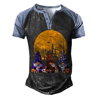 Three Gnomes Happy Halloween Fall Candy Corn Pumpkin Men V6 Men's Henley Shirt Raglan Sleeve 3D Print T-shirt - Thegiftio UK