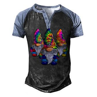 Three Hippie Gnomes Peace Gnome Funny Retro Tie Diy Design Men's Henley Shirt Raglan Sleeve 3D Print T-shirt - Thegiftio UK