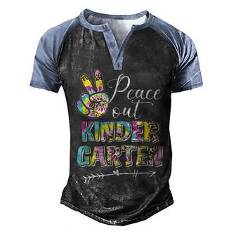 Tie Dye Peace Out Kindergarten Last Day Of School Summer V2 Men's Henley Shirt Raglan Sleeve 3D Print T-shirt - Thegiftio UK