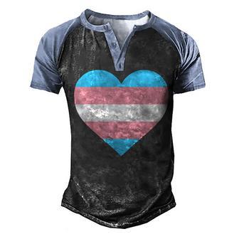 Trans Pride Flag Heart Shape Transgender Day Of Visibility Men's Henley Shirt Raglan Sleeve 3D Print T-shirt - Thegiftio UK