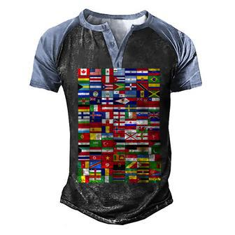 Traveling International Countries Flags World Flags Men's Henley Shirt Raglan Sleeve 3D Print T-shirt - Thegiftio UK