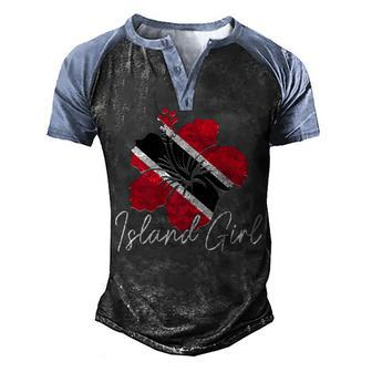 Trinidad & Tobago Girl Trinidadian Flag Pride Roots Men's Henley Shirt Raglan Sleeve 3D Print T-shirt - Thegiftio UK