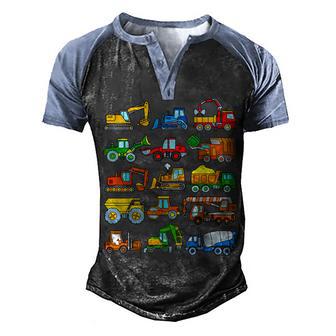 Trucks Excavator Cement Truck Bulldozer Construction Vehicle V10 Men's Henley Shirt Raglan Sleeve 3D Print T-shirt - Thegiftio UK
