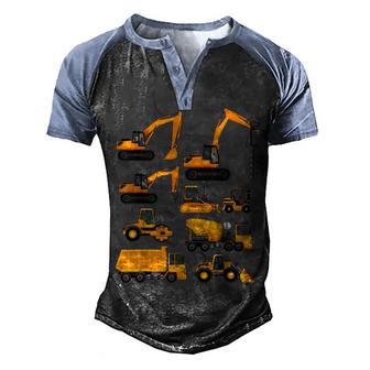 Trucks Excavator Cement Truck Bulldozer Construction Vehicle V5 Men's Henley Shirt Raglan Sleeve 3D Print T-shirt - Thegiftio UK