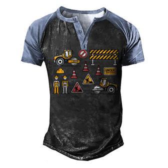 Trucks Excavator Cement Truck Bulldozer Construction Vehicle V6 Men's Henley Shirt Raglan Sleeve 3D Print T-shirt - Thegiftio UK