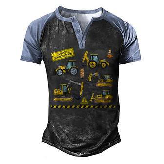 Trucks Excavator Cement Truck Bulldozer Construction Vehicle V8 Men's Henley Shirt Raglan Sleeve 3D Print T-shirt - Thegiftio UK