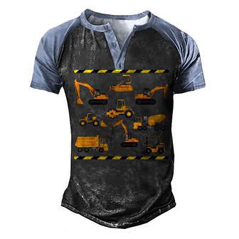 Trucks Excavator Cement Truck Bulldozer Construction Vehicle V9 Men's Henley Shirt Raglan Sleeve 3D Print T-shirt - Thegiftio UK