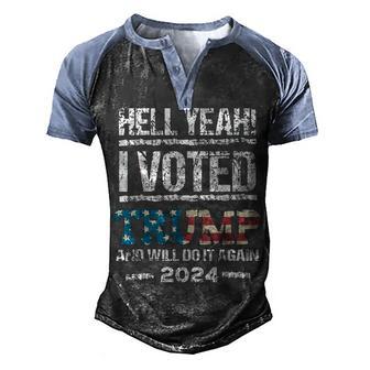 Trump 2024 I Voted Trump Flag Maga Patriot Party 4Th Men's Henley Shirt Raglan Sleeve 3D Print T-shirt - Thegiftio UK