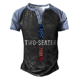 Two Seater Funny 4Th Of July Day Vintage Men's Henley Shirt Raglan Sleeve 3D Print T-shirt - Seseable