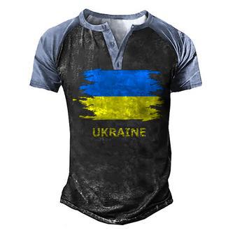 Ukraine Flag Peace Symbol Ukrainian Flag Colors Blue Yellow Men's Henley Shirt Raglan Sleeve 3D Print T-shirt - Thegiftio UK