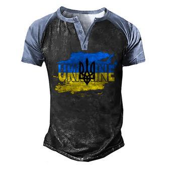 Ukraine Ukrainian Flag Ukrainians Gift Men's Henley Shirt Raglan Sleeve 3D Print T-shirt - Thegiftio UK