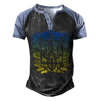 Ukraine Ukrainians Ukrainian Kiev Trysub Flag Men's Henley Shirt Raglan Sleeve 3D Print T-shirt - Thegiftio UK