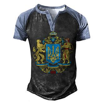 Ukrainian Symbols Ukraine Flag Gift For Ukrainians Men's Henley Shirt Raglan Sleeve 3D Print T-shirt - Thegiftio UK