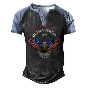 Ultra Maga Us Flag Top American Gifzs Ultra Mega Men's Henley Shirt Raglan Sleeve 3D Print T-shirt - Thegiftio UK