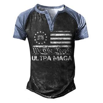 Ultra Maga - We The People Usa Flag Vintage Men's Henley Shirt Raglan Sleeve 3D Print T-shirt - Thegiftio UK