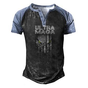 Ultra Mega Eagle American Flag 4Th Of July Ultra Maga Design Men's Henley Shirt Raglan Sleeve 3D Print T-shirt - Thegiftio UK