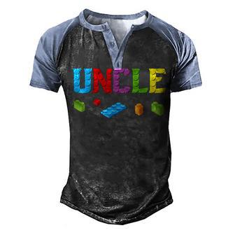 Uncle Master Builder Building Bricks Blocks Family Set Mens Men's Henley Shirt Raglan Sleeve 3D Print T-shirt - Thegiftio UK