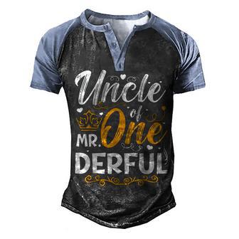 Uncle Of Mr One Derful Party Matching Family 1St Birthday Men's Henley Shirt Raglan Sleeve 3D Print T-shirt - Thegiftio UK