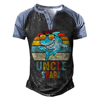 Uncle Shark Vintage Retro Shark Lover Fathers Day Men's Henley Shirt Raglan Sleeve 3D Print T-shirt - Thegiftio UK