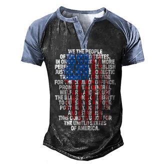 Us Constitution We The People With Vintage Flag Men's Henley Shirt Raglan Sleeve 3D Print T-shirt - Thegiftio UK