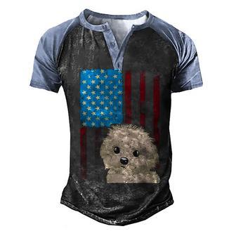 Usa American Flag - Patriotic Dog Maltese Men's Henley Shirt Raglan Sleeve 3D Print T-shirt - Thegiftio UK