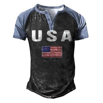 Usa American Flag Us America United States 4Th July Men's Henley Shirt Raglan Sleeve 3D Print T-shirt - Thegiftio UK