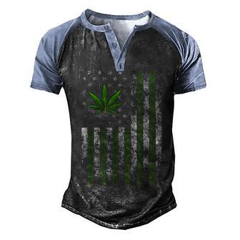 Usa Flag Marijuana Funny Weed Leaf Flag Cannabis Stoner 420 Men's Henley Shirt Raglan Sleeve 3D Print T-shirt - Thegiftio UK