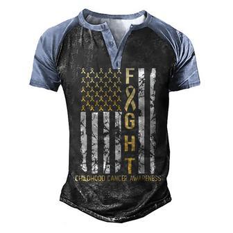 Usa Gold Flag Childhood Cancer Awareness Month September Men's Henley Shirt Raglan Sleeve 3D Print T-shirt - Thegiftio UK